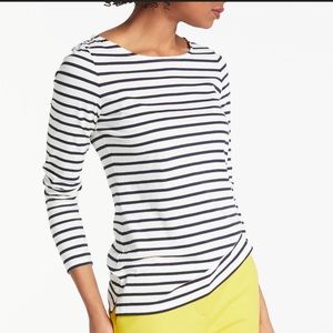 Boden Ivory and Navy Striped Breton